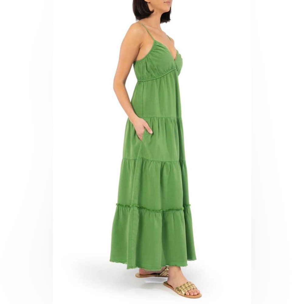KUT From The Kloth Thea Green Tiered Ruffle Maxi Dress Size XS